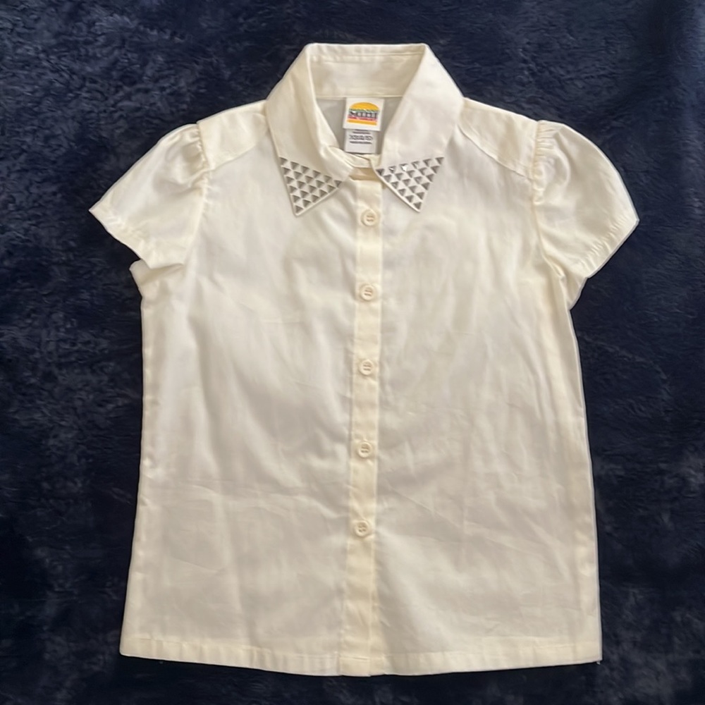 RARE Harajuku Mini Button Up Blouse | Size 4/5 | Color: Cream